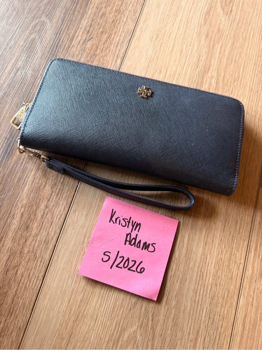 Tory Burch Emerson Navy Saffiano Zip-Around Wristlet